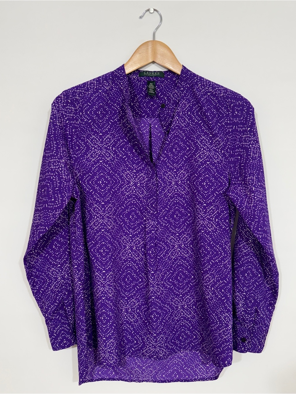 WSH129 {Ralph Lauren} Petite Purple Button Down Blouse Shirt Top